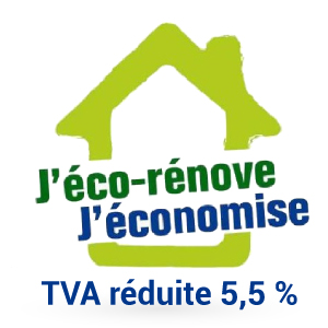 LOGO Éco-rénovation : Bénéficiez d'une TVA réduite à 5,5 % pour des travaux respectueux de l'environnement. Faites des choix durables pour votre habitat avec des avantages fiscaux. Optez pour l'efficacité énergétique et la préservation de la planète.
